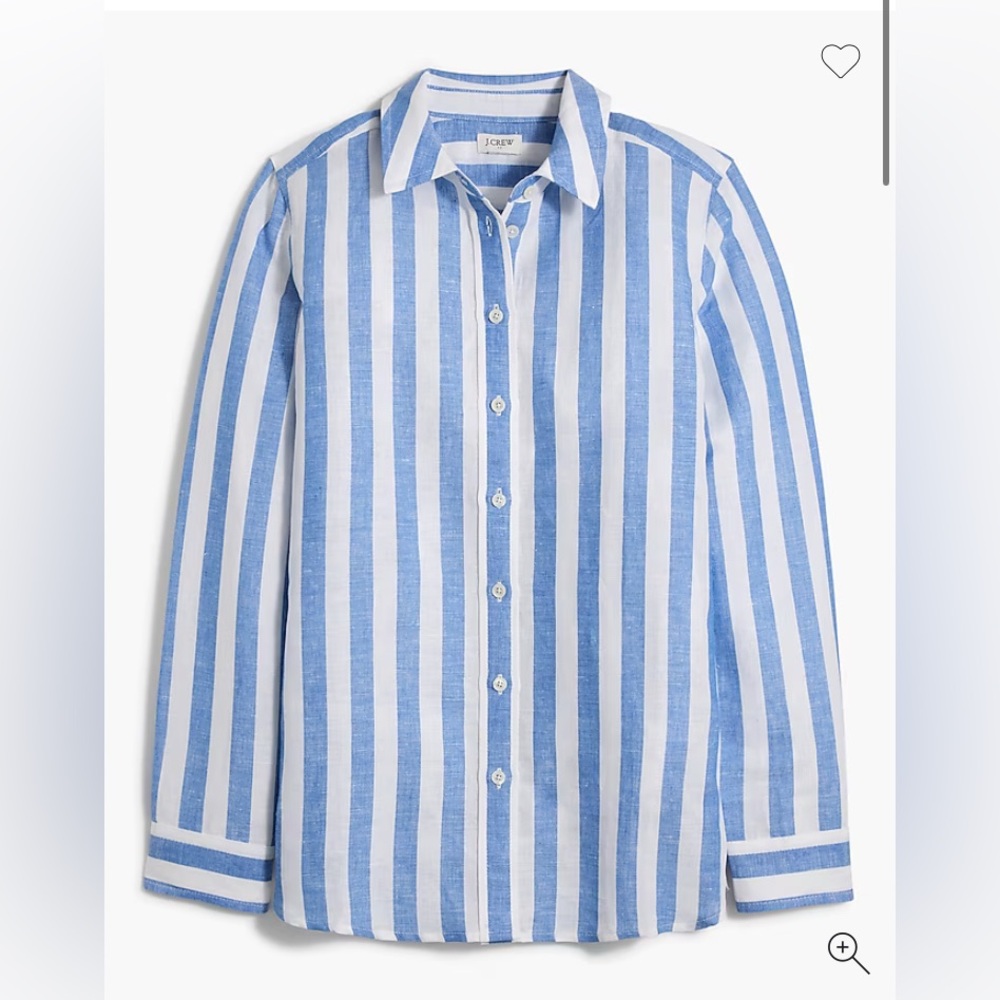 J Crew Factory striped linen-blend button-up shirt